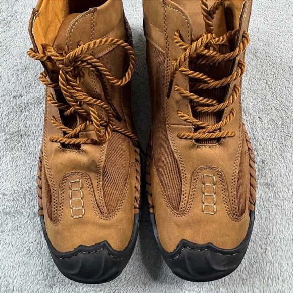 Salkin USA Mens Tan Leather Whipstitch Chukka Boots Brown 2108.47 Size 11-12 - Picture 2 of 12